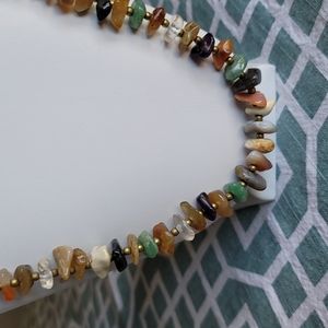 Handmade Multi-Stone and Brass Long, Gradulated, Necklace.  NWOT